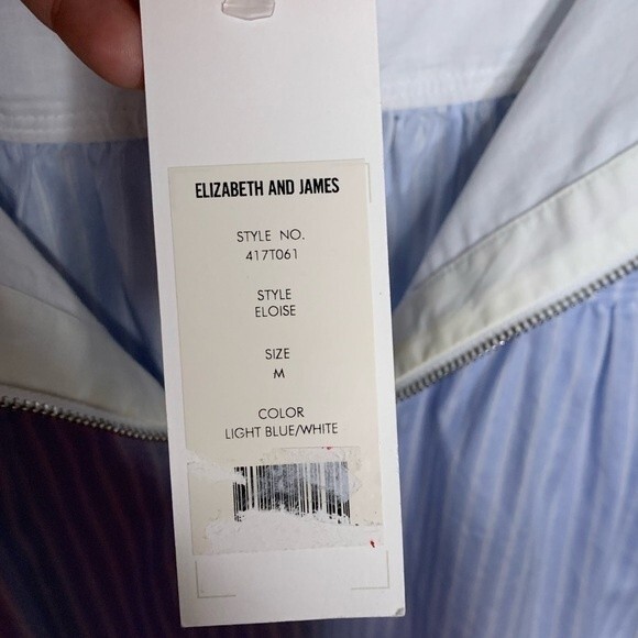 NWT Elizabeth & James Eloise Tank Blue White Striped Poplin Tank Size Medium - Picture 5 of 9
